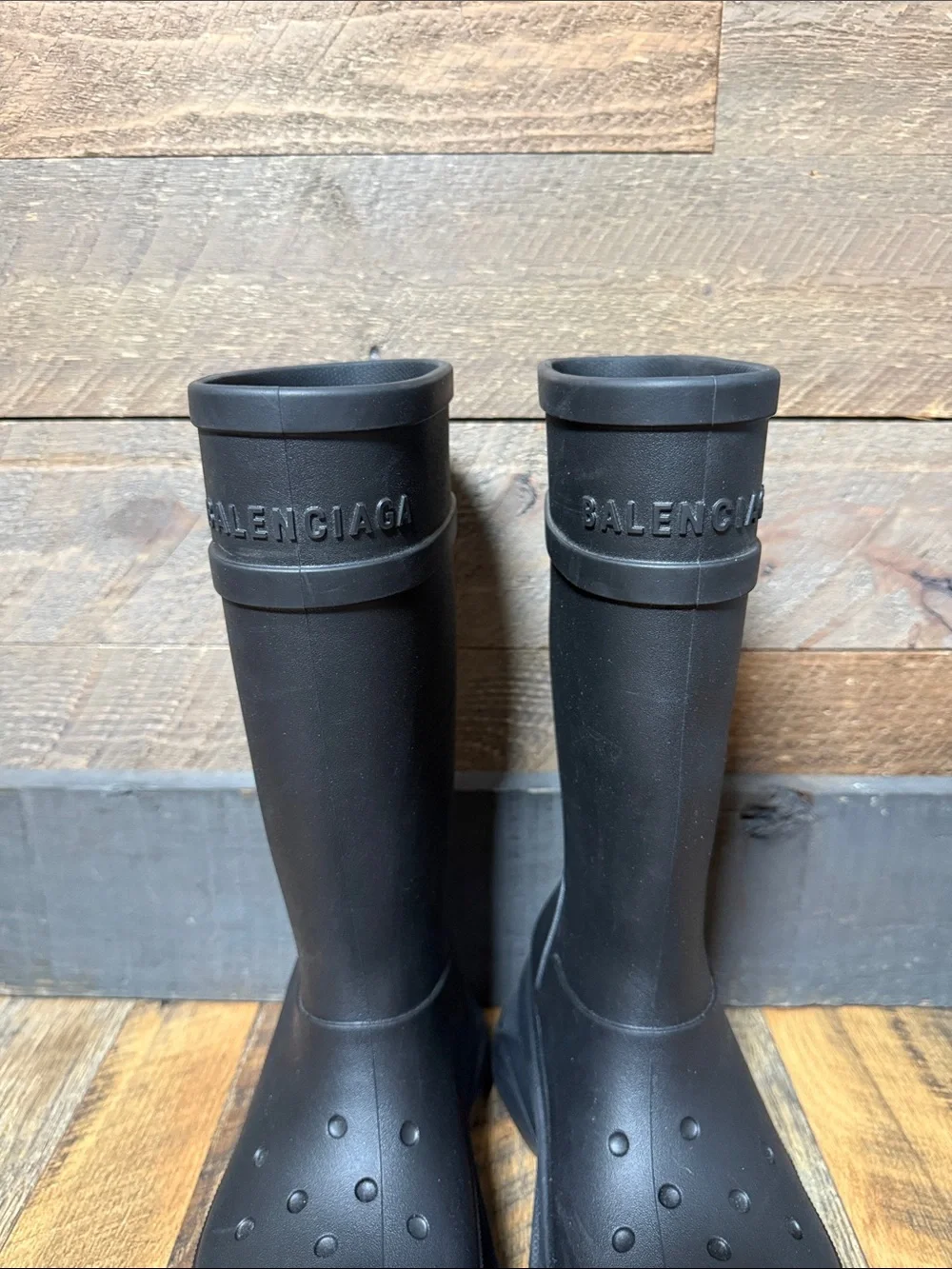 Balenciaga x Crocs Boots Matte Black Platform Rain Boots Size 40
